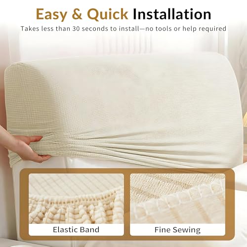 Image of Moisture Wicking Bed Headboard Cover For King Size, Snug Fit Head Board Covers For Beds, Breathable And Washable Double Bed Back Cover, Universal Fit Headboard Slipcover For King Size Beds (Beige)