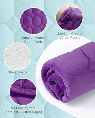 Image of Cottonblue Weighted Lap Blanket Pad 5 lbs 29 inch x 33 inch, Cozy Luxury Crystal Velvet Weighted Blanket for Adults Teens, Small Weighted Blanket Throw All Season for Travel Relaxation Sleeping, Purple