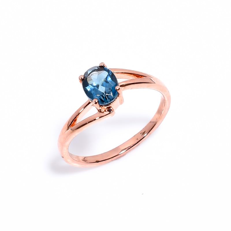 Bague femme argent 925 alliance mariage solitaire vintage topaze naturelle