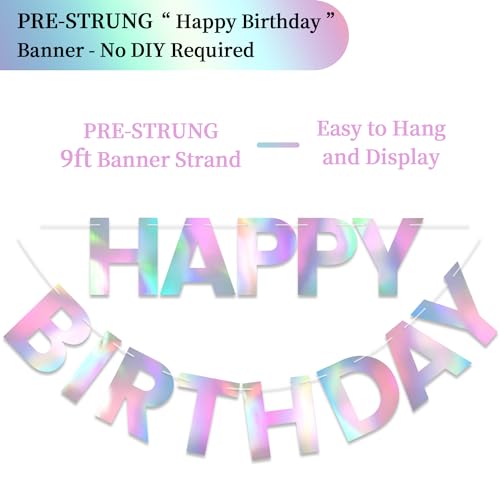 Image of Pre-Strung Happy Birthday Banner - Iridescent Party Decorations