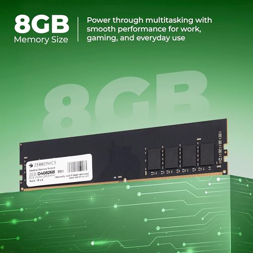 Image of Zebronics 8GB DDR4 RAM for PC, 2666MHz, 8bit Architecture, Low Power Consumption, High Stability Performance (D40826B)
