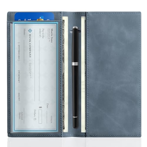 Image of CoBak Checkbook Cover for Women & Men - PU Leather Case with RFID Blocking | Classic Design Check Book Holder for Personal and Business