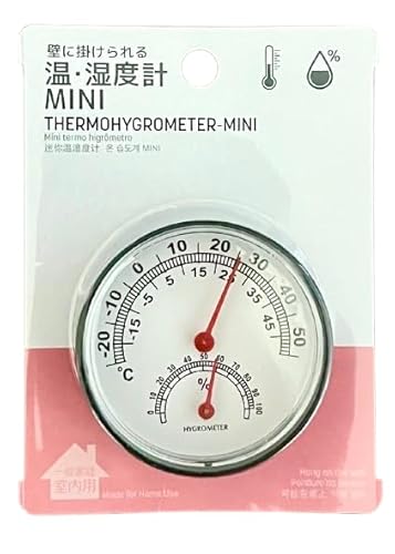 【MINI温湿度計】室内用 直径6.5cm 小型 アナログタイプ 壁掛け&置き型兼用 温度計 湿度計 色おまかせ