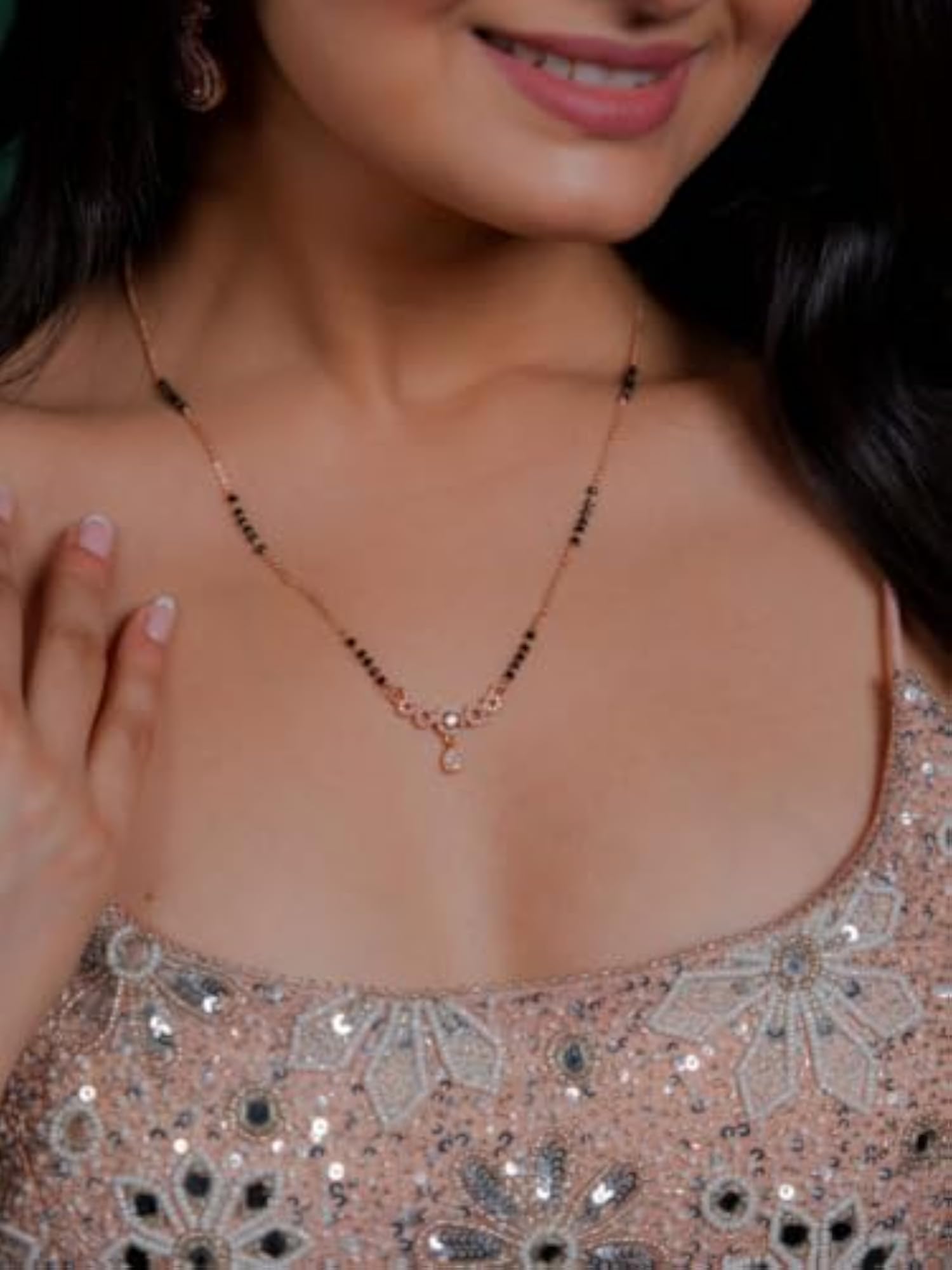 Stylish Teardrop Pendant Mangalsutra, Traditional & Modern