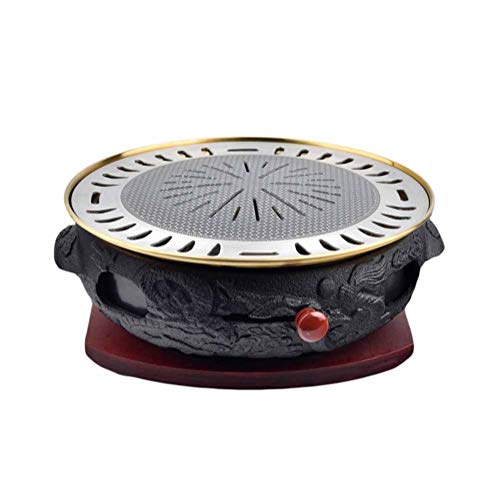 Cast Iron Charcoal Grill, Multi-Function Consumer And Commercial Smokeless Grill, Thick And Durable Healthy Grill Pan Frying Pan,H