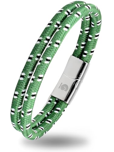 SOLO IL MEGLIO - Tutti i nostri braccialetti vengono controllati quando vengono realizzati e anche quando vengono imballati nel nostro magazzino di Maastricht. Vogliamo solo il meglio per i nostri clienti. La corda ha uno spessore di 5 mm in materiale nylon molto resistente. La clip magnetica è realizzata in acciaio inossidabile titanico con rivestimento o semplicemente in acciaio inossidabile lucidato.