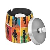 Excellente qualité : cendrier en acier inoxydable avec couvercle, robuste et anti-rayures, ne se déforme pas, coupe-vent et imperméable. Artisanat exclusif.