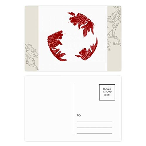 Carte postale de fleur rouge cyprinoid lot de 20 pour remerciement