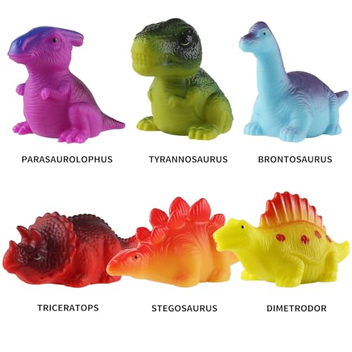 6 Packs Light-Up Floating Dinosaur Bath Toys Set, for Baby Toddler Nephew in Birthday Christmas Easter , Great Water Bathtub Shower Pool Bath Toy for Children Preschool - Image 5