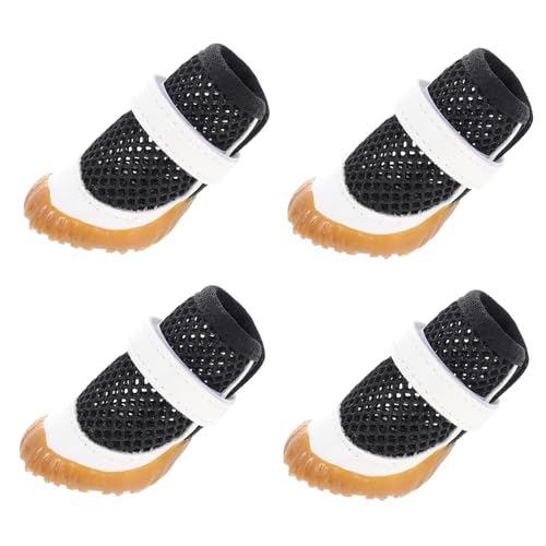 Sosoport 4 Piezas Zapatos para Mascotas Botas De Perro Cubierta De La Pata De Perro Botas Chihuahua Sandalias para Perros Calcetines De Agarre para Perros Black De Polivinilo