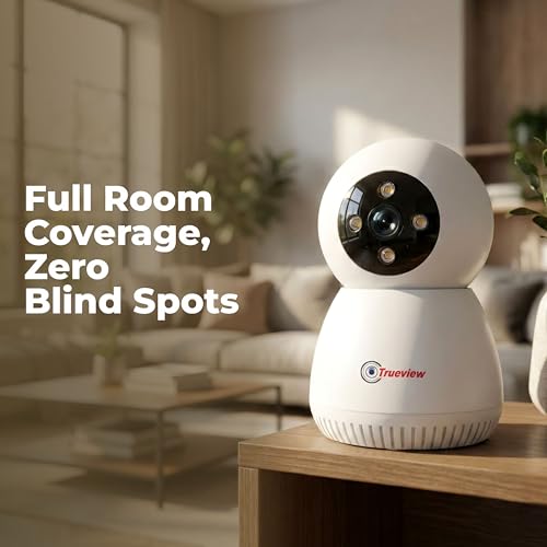 Image of Trueview 3MP WiFi Robot Security Camera with 360 Rotation | All Time Color Night Vision | Smart Tracking | Two Way Audio | Alexa Compatible | 256GB SD Card Support | STQC Certified