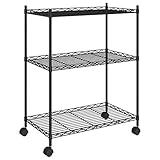 tidyard scaffale con ruote in metallo nero con 3/4/5 livelli,carrello da cucina,scaffale da bagno in metallo,scaffale garage,scaffale magazzino,scaffale balcone,libreria metallo con ruote