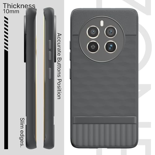 Image of Pikkme Back Cover for Realme 12 Pro 5G / Realme 12 Pro Plus 5G Camera Protection 3D Hexa Cube Design Silicone Protective Bumper Case (Grey)