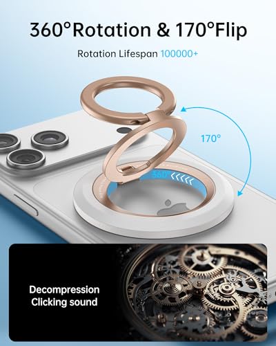 Image of SYNCWIRE Magnetic Phone Ring Holder, for MagSafe Phone Grip Stand Kickstand | 360 Rotation, Double-Sided Magnet, Cell Phone Grip Finger Holder, for iPhone 17 16 15 14 13 12 Pro Max, MagSafe Accessories