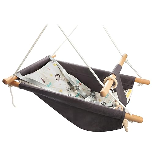 Image of Tislly Baby Swing Outdoor Indoor for Infants to Toddlers, Portable Adjustable Baby Porch Swing with 5-Point Safety Belt, Kids Tree Hanging Chair Toys for Door Garden Backyard