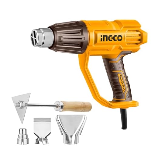 INGCO Heat Gun, 2000W Heavy Duty Hot Air Gun Heat Gun with Overload Protection for Crafts, Shrinking PVC, Stripping Paint (4 Nozzles)