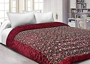 SVT Traditional Famous Rajasthani Print Jaipuri Beautiful Floral Print in Silk red Jaipuri Rajai/Razai/Quilt Single/Single Bed Quilt/Comforter/AC Quilt/AC Comforter