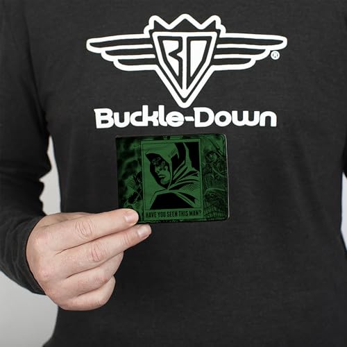 Buckle-Down Men's PU Bifold Wallet Arrow Profile/Poses Have You SEEN This Man Green/Black, Multicolor, 4.0" x 3.5"3