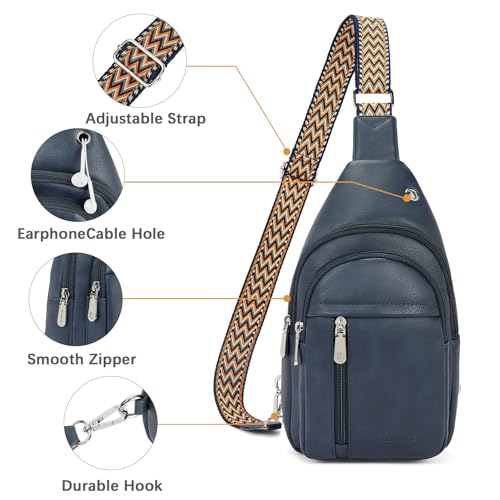 Image of BOSTANTEN Sling Bag Cross Body Bag Trendy Leather Crossbody Purse with Adjustable Guitar Strap for Travel