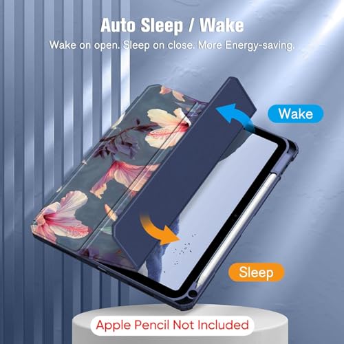 Image of MOCA Case for iPad A16 11th Gen 11 Inch 2025 & iPad 10th Gen 10.9 Inch 2022, Clear Back Cover, TPU Shockproof Frame, Auto Wake Sleep, Slim Transparent Protective Tablet Case (Hibiscus)