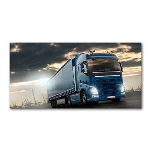 Impression sur toile camion bleu 120x60 art mural salon et bureau