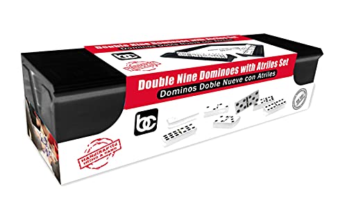 Bene Casa - Double 9 Dominoes Set With 4 Domino Trays - 55 Piece Set - Trays Convert Into Storage Box - Dominoes Feature Brass Spinners #TOP1