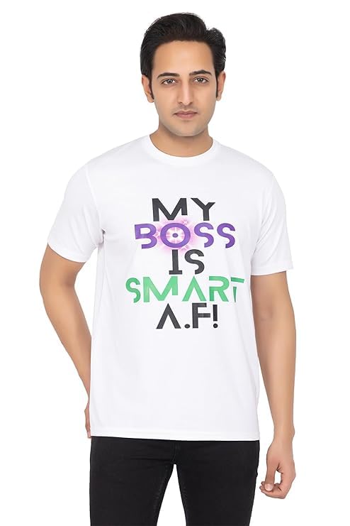 The GarlicWhite T Shirt for Men | Printed Men T Shirt | Men White Cotton Blend T Shirt| Round Neck Half Sleeve Printed T-Shirt