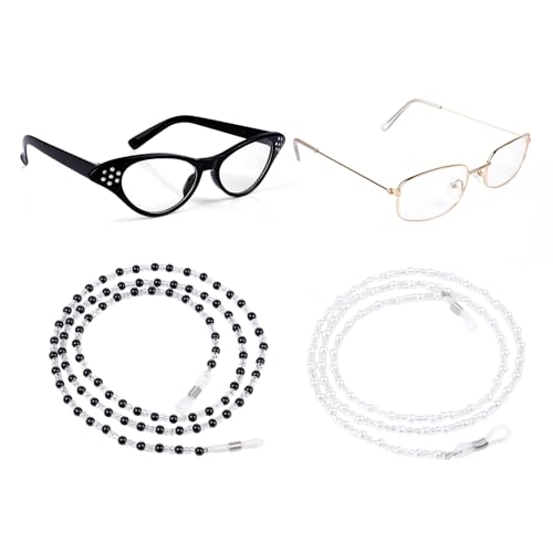 Pistha Granny Glasses Costume Old Lady Costume Accessories Including 2 Grandma Glasses 2 Beaded Chain for 100th Day of School