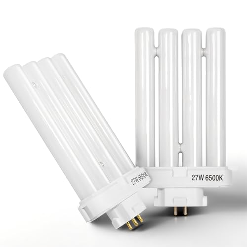 24 Nha&FACA 27W FML Lamp 27 Watt Replacement Lightbulbs, Replacement Bulb 6500K Daylight 4-Pin (GX10q4) Base, Compact Fluorescent Light Bulbs with Quad Tubes - Pack 2
