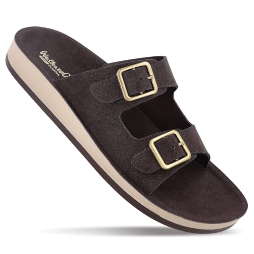 Image of WALKAROO Women's Daily Wear Sandals - WE2362 Chocolate | WE2362