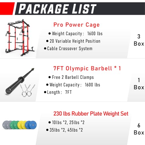 Image of SPORTSROYALS Power Rack, Multi-Functional Power Cage, Squat Rack with Pulley System & LAT Pull Down, Workout Cage with J Hooks for Home Gym