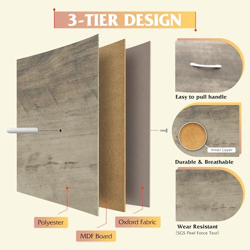 Image of WLIVE 9-Drawer Dresser, Fabric Storage Tower for Bedroom, Hallway, Nursery, Closet, Tall Chest Organizer Unit with Fabric Bins, Steel Frame, Wood Top, Easy Pull Handle, Greige