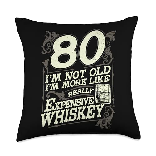 80 Years Old Whiskey Bourbon 80th Birthday Whiskey Drinker Throw Pillow