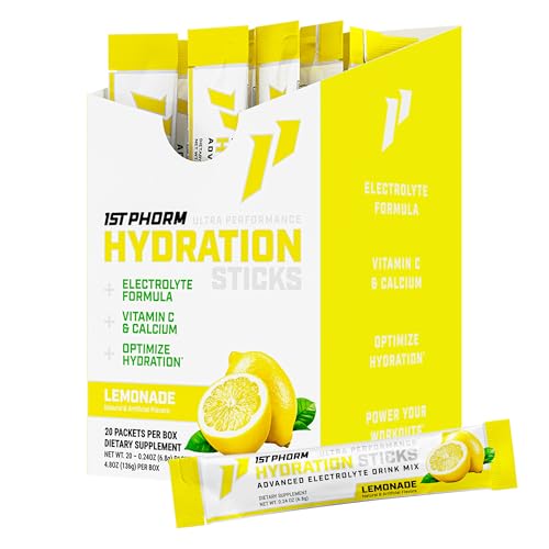 1st Phorm Hydration Sticks, Lemonade Flavor, Electrolyte Powder Drink Mix with Vitamin D and...
