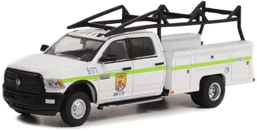 Miniatura 1 de 2018 Dodge Ram 3500 Camión de cama de servicio dual, blanco - Greenlight 46100E - Coche fundido a presión a escala 164