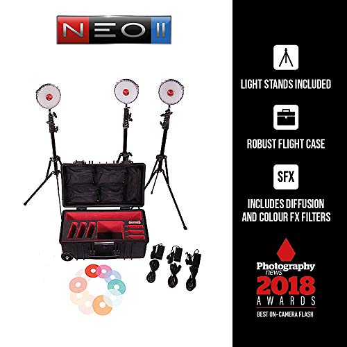 Rotolight NEO 2 LED Camera Light - 3 Light Kit, Continuous Adjustable Color with Built in High-Speed Sync Flash