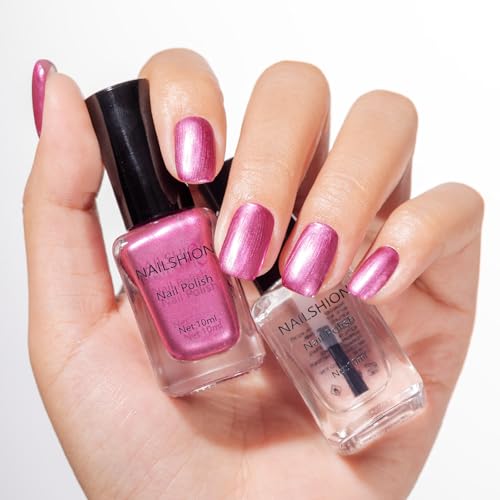 Clear Base Top Coat Nail Polish Metallic Purple, No Lamp Needed