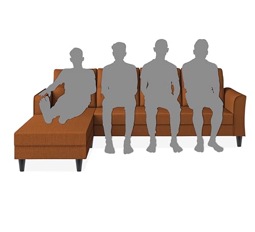 Image of Adorn India Maddox Tufted L Shape 5 Seater Sofa Set LHS (Rust) (3 Year Warranty)
