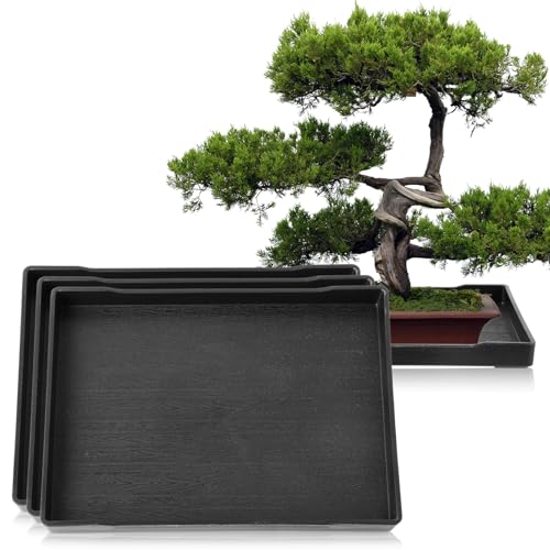 4 Pcs Bonsai Humidity Plant Tray Drip Trays, Plastic Plant Pots Saucers Drainage Trays Square Plants...