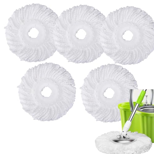 YWSHF Spin Mop Head Replacement Compatible with Hurrican, Mopnado, Cassabel 360 Spin Magic Mopping,Microfiber Spin Mop Refill Heads for Universal Round Shape Standard Size 5 Pack