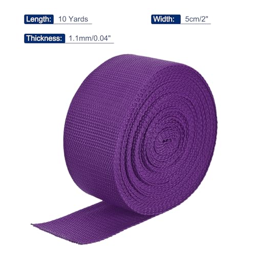 Image of MECCANIXITY Lightweight Polypropylene Webbing Strap 2 inch 10 Yard Backpack Strapping Band Purplish Red for Outdoor Luggage Cargo Straps