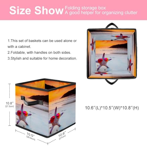 Boîte de rangement pliable en tissu cube avec poignées pour vêtements - 3