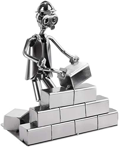 BRUBAKER Screw Man Bricklayer - Handmade Iron Figure Metal Man - Metal Figure Gift Idea for Bricklayers and Craftsmen