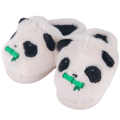 ARELUX Cute Panda Plush Slippers for Women - Adorable Animal with Bamboo, Soft Fuzzy Warm Winter House Shoes, Cozy Fluffy Bedroom Slipper for Women Girls Teens, Non-Slip Indoor Comfort