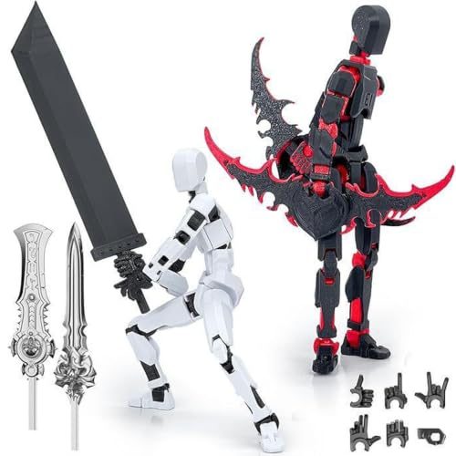 Image of 2Pcs Dummy 13 Action Figure, Desktop Display and Art Reference Model, Dynamic Poses for Collectors and Artists, Available in Black White and Red Black Color Options