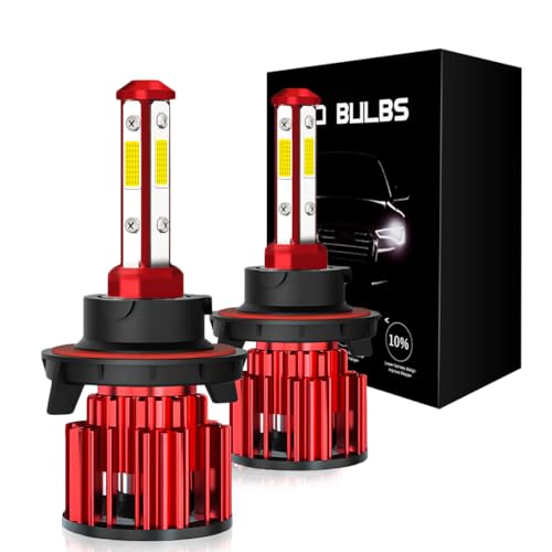 H13 LED Bulb, 800% Brighter, Backup 9008 Bulb 6000K Cool White, Plug and Play IP68 Waterproof Replacement, Pack of 2, Interior Lights License Plate Lights