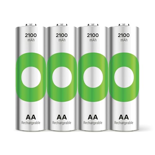 GP Recyko   Batería AA NiMH 2100 mAh, 1,2 V, 4 Unidades de Pilas AA con Muy Baja Descarga de SEB, precargadas para Uso inmediato