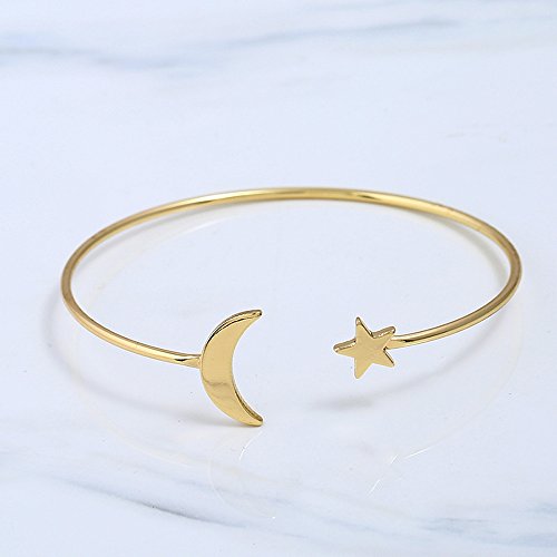 Yinli STAR MOON BRACELET 2 Pack Simple Cuff Bracelet Bangle Stretch Bracelets For Women thumb #2