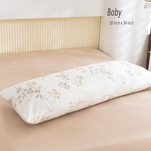 Image of ECOCOTT Pillowcase Boby Size with Vintage Wash Painting Floral Pillow Cases Set, 1 pcs 100% Cotton Pillow Covers Envelope Closure (Boby, 20 inchx54 inch)