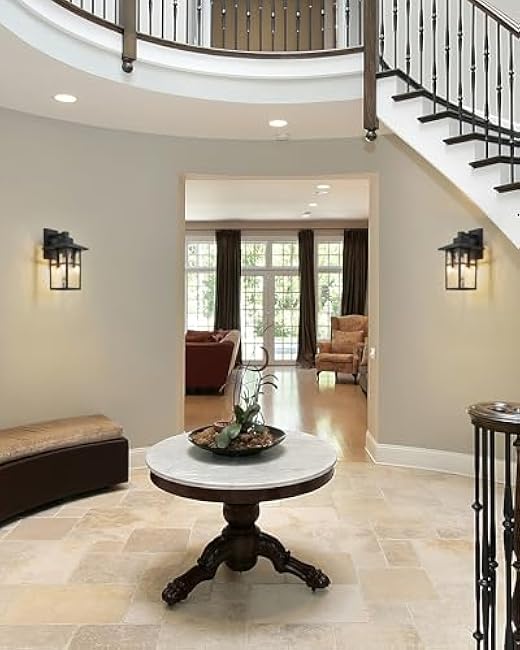 Outdoor Light Fixtures Wall Mount, HWH Outdoor Wall Lantern with Water Ripple Glass, 1-Light Porch Light in Matte Black Finish, Patio Balcony Indoor, 5HX62B-SW BK